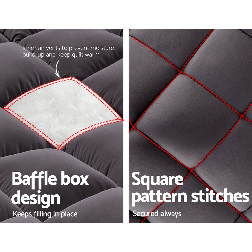 Giselle Bedding King Single Bamboo Charcoal Mattress Topper