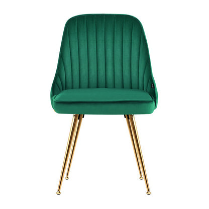 Artiss Dining Chairs Set of 2 Velvet Channel Tufted Green