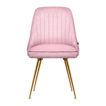 Artiss Dining Chairs Set of 2 Velvet Channel Tufted Pink