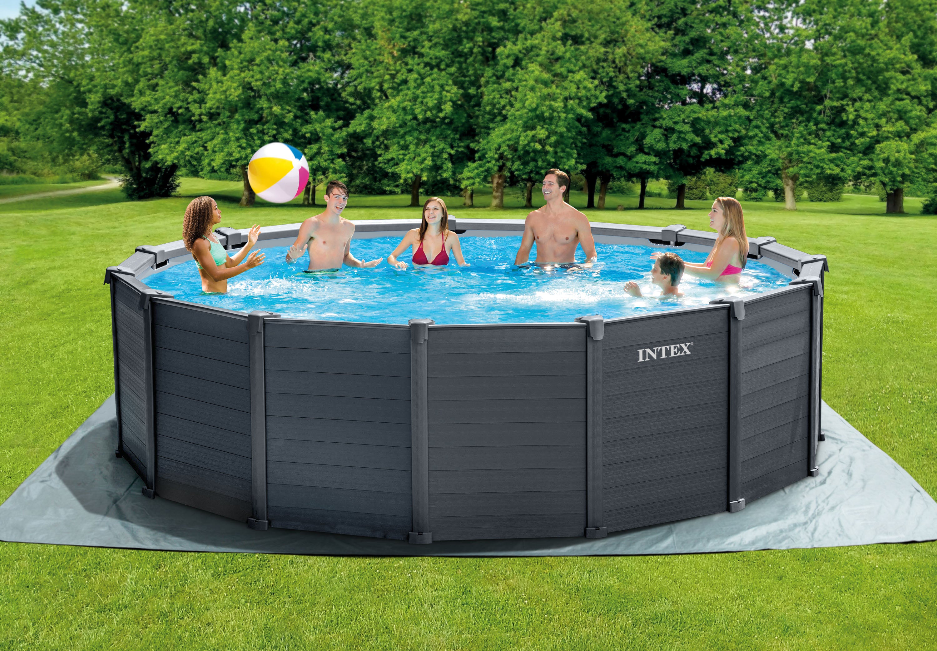 Intex Intex Graphite Grey Panel Pool 4.78 x 1.24M 26384