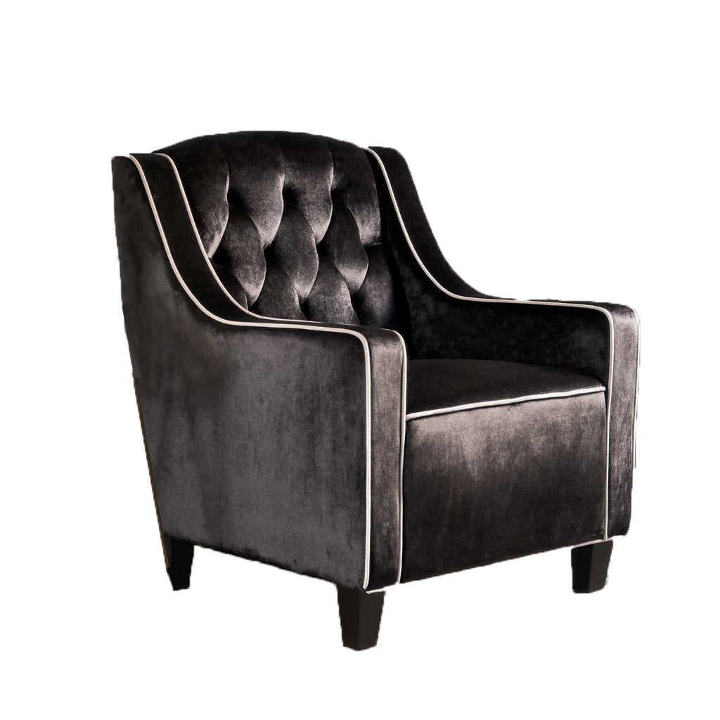 Lara Two Tone Tufted Black New Velvet Club Armchair