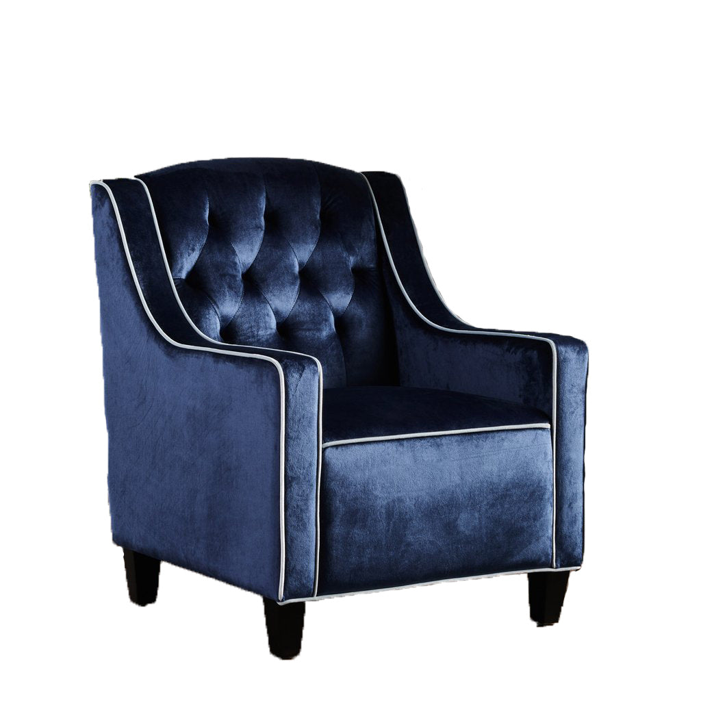 Lara Two Tone Tufted Cobalt New Velvet Club Armchair