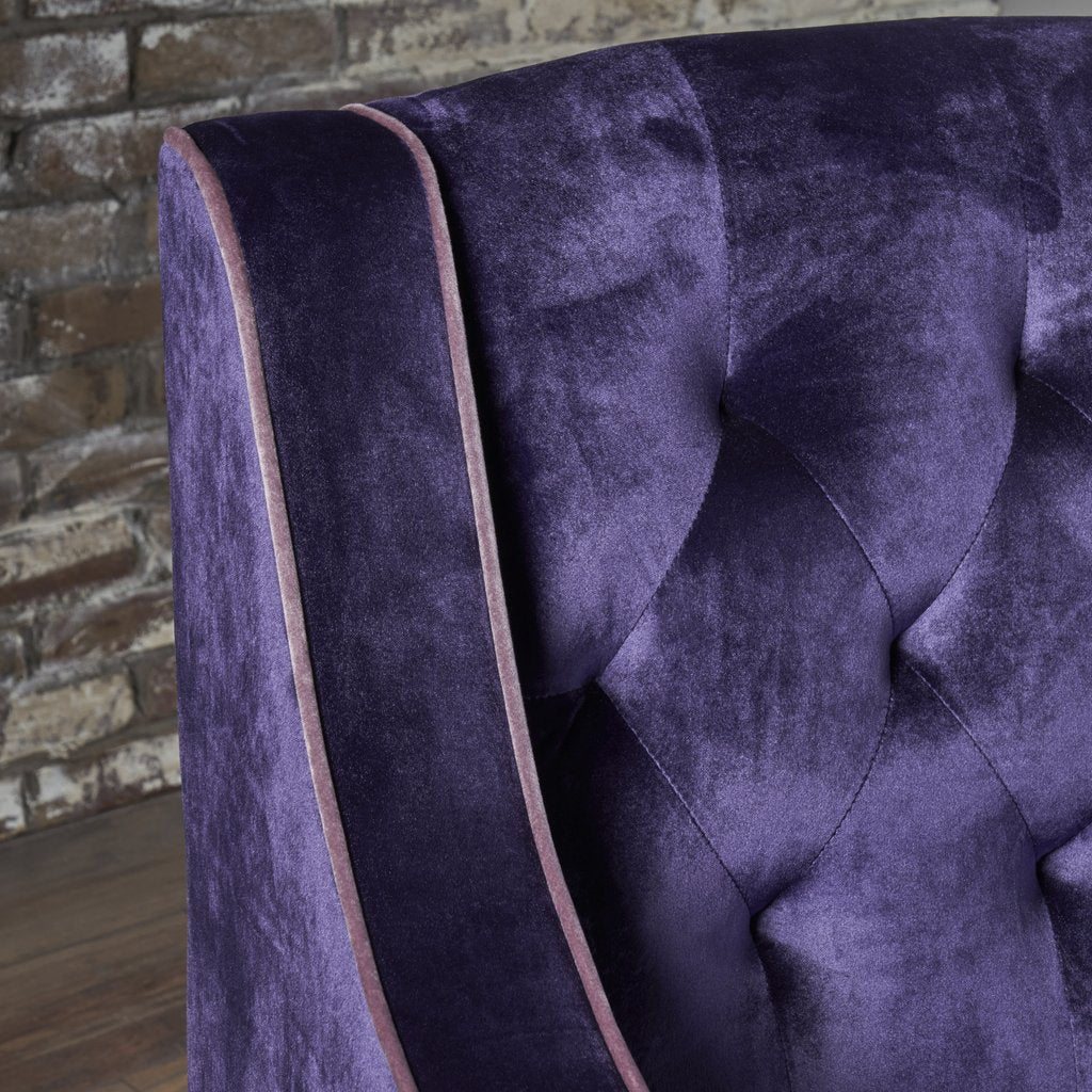 Lara Two Tone Tufted Plum New Velvet Club Armchair