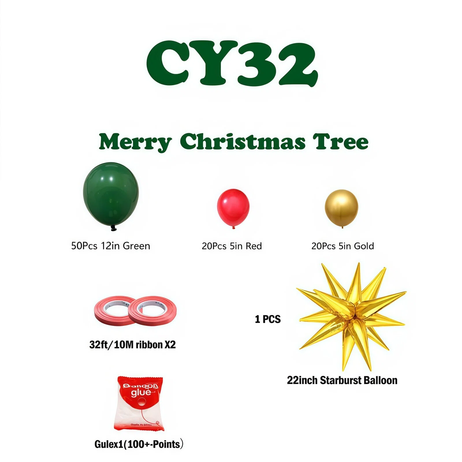 Christmas Balloon Arch & Tree Kit: Candy Cane/Star Foil Décor