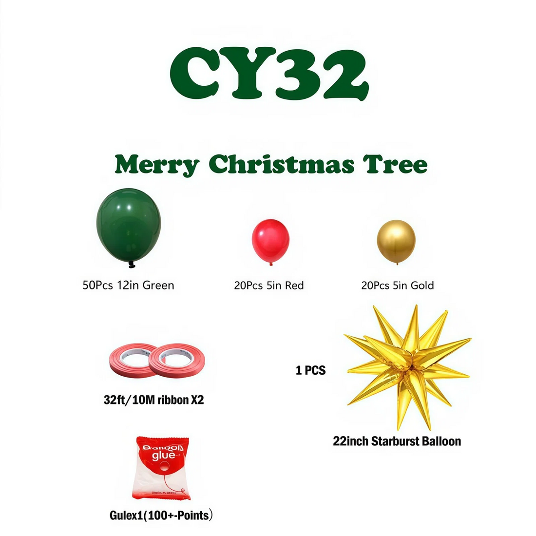 Christmas Balloon Arch & Tree Kit: Candy Cane/Star Foil Décor