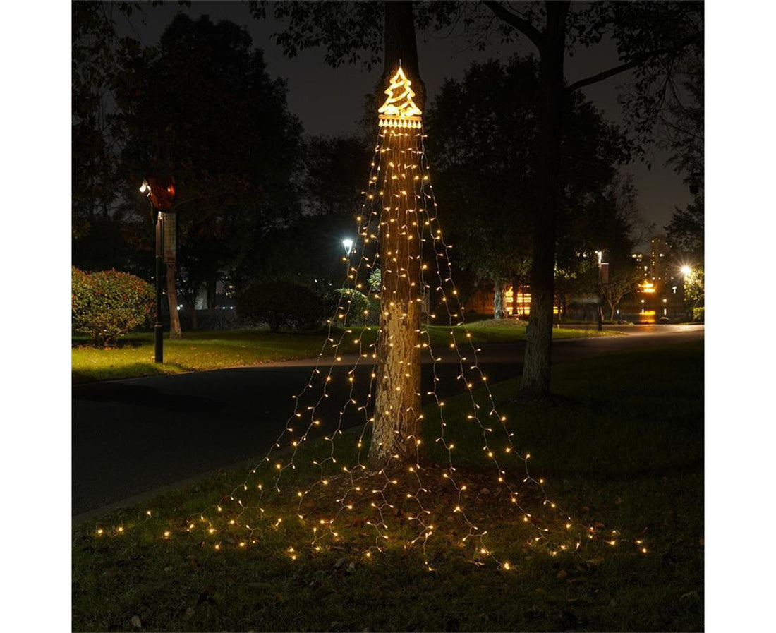 350 LED Solar Waterfall String Light Fairy Xmas Tree Hanging Decor Outdoor - Warm White