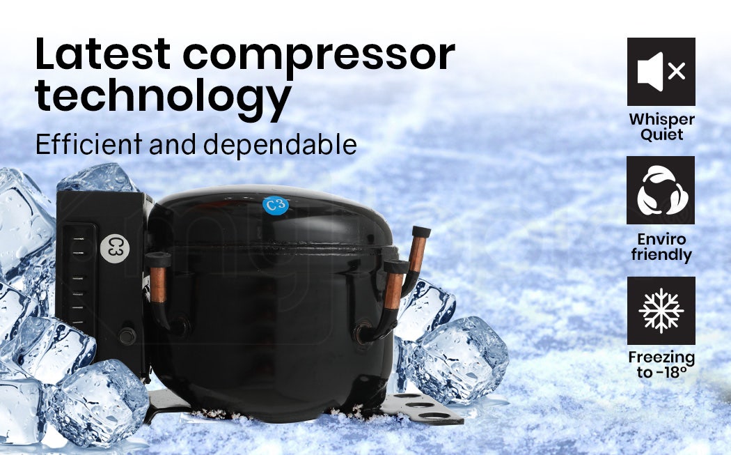 GECKO 57L Portable Camping Bar Fridge with Freezer 12V/24V, Silver