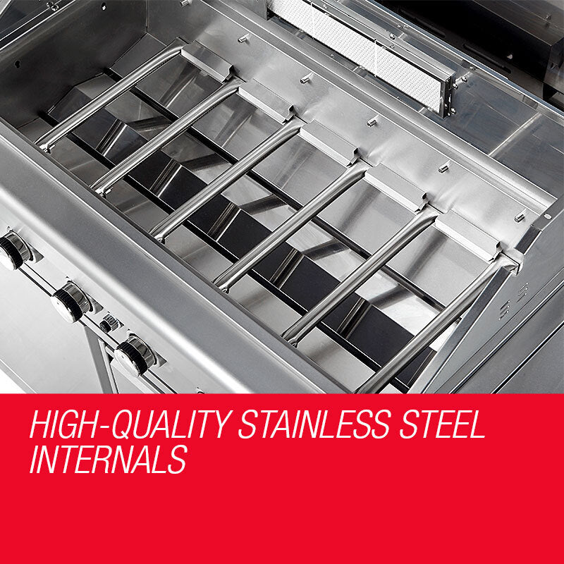 EuroGrille 8-Burner Outdoor BBQ Grill - Commercial-Grade Stainless Steel Gas Barbeque