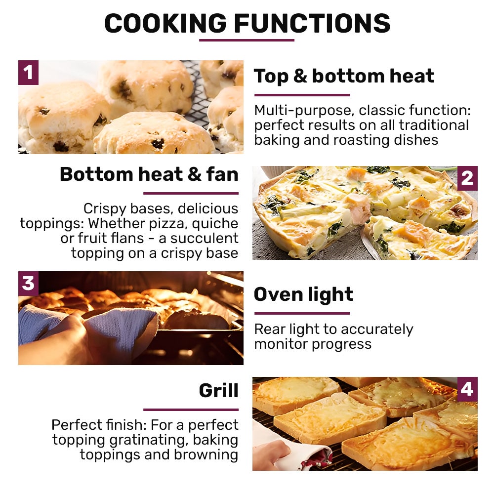 EuroChef 60cm Stainless Built-in 70L Grill 8 Function Fan Forced Electric Wall Oven