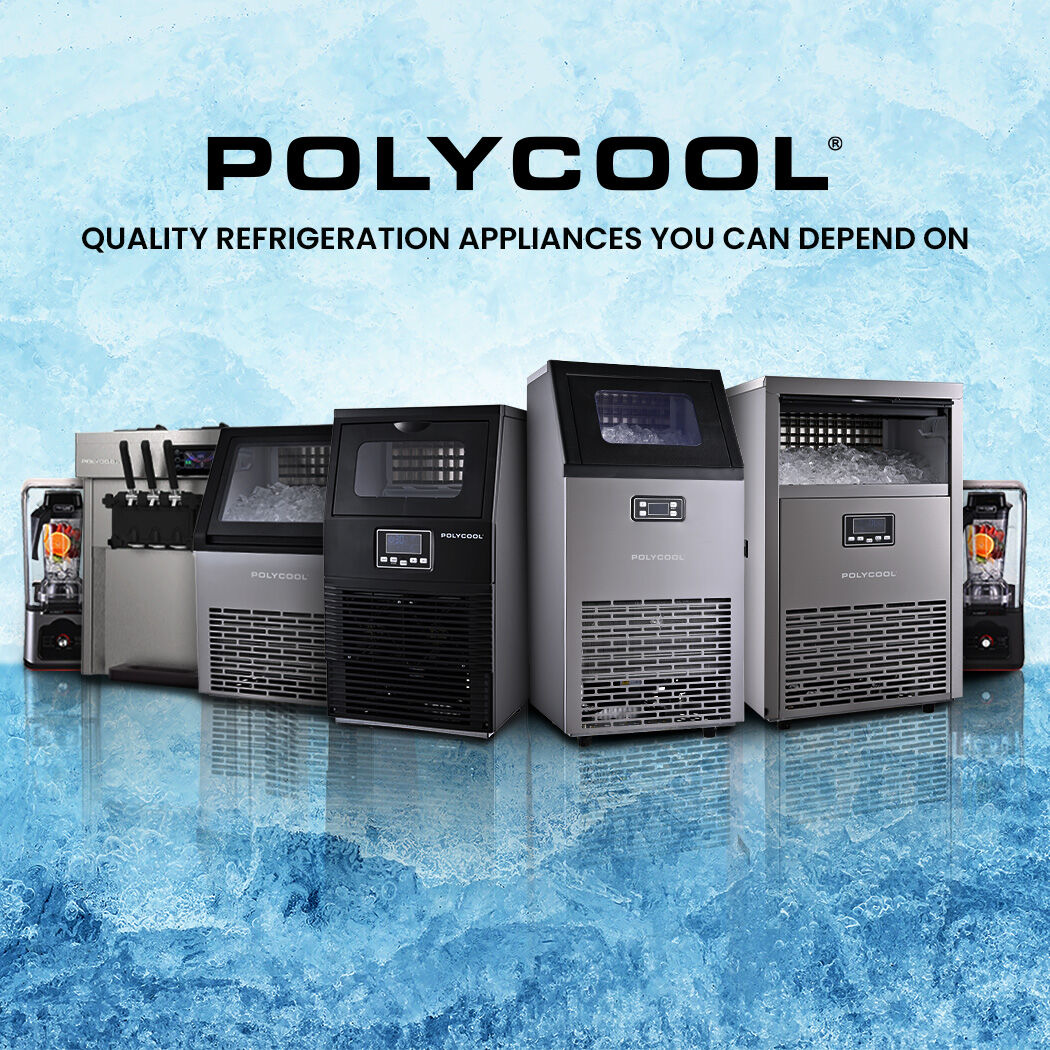 POLYCOOL Commercial Ice Maker Machine, up to 35kg/24hr, Timer & Self Cleaning Programs