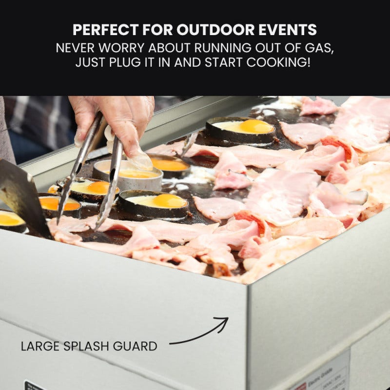 THERMOMATE Commercial Electric Griddle TH-G06, 4400W 73x40cm Half Ribbed Dual Surface