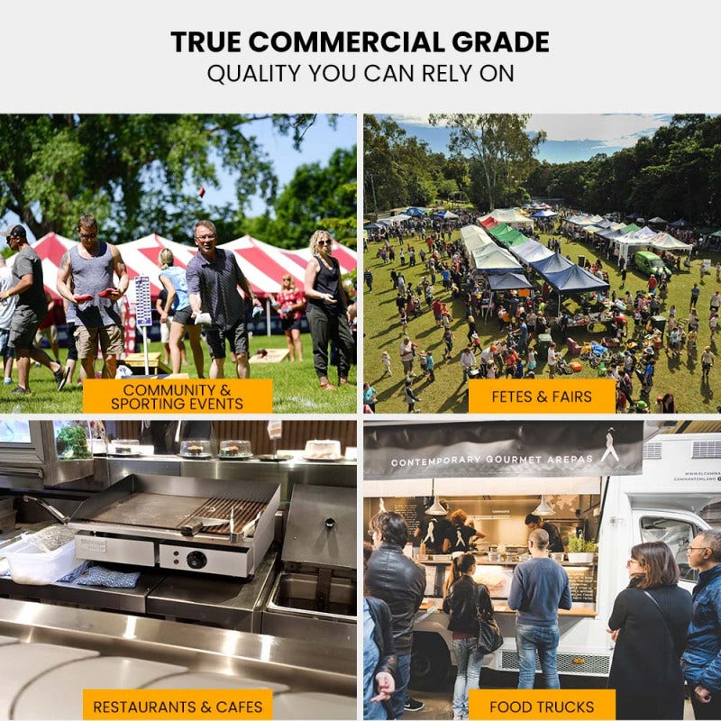 THERMOMATE Commercial Electric Griddle TH-G06, 4400W 73x40cm Half Ribbed Dual Surface