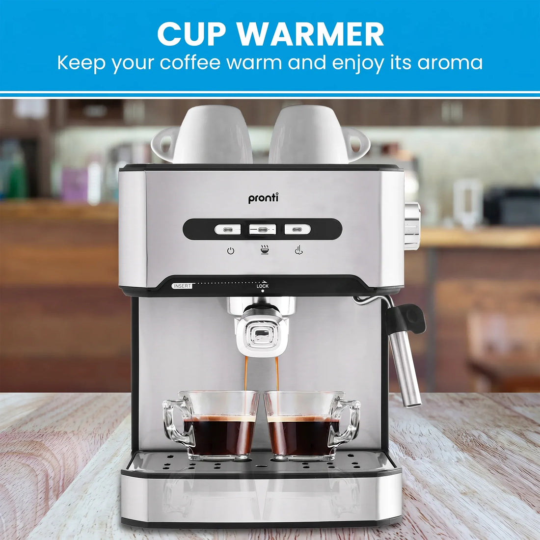Pronti 1.6L Automatic Coffee Espresso Machine with Steam Frother