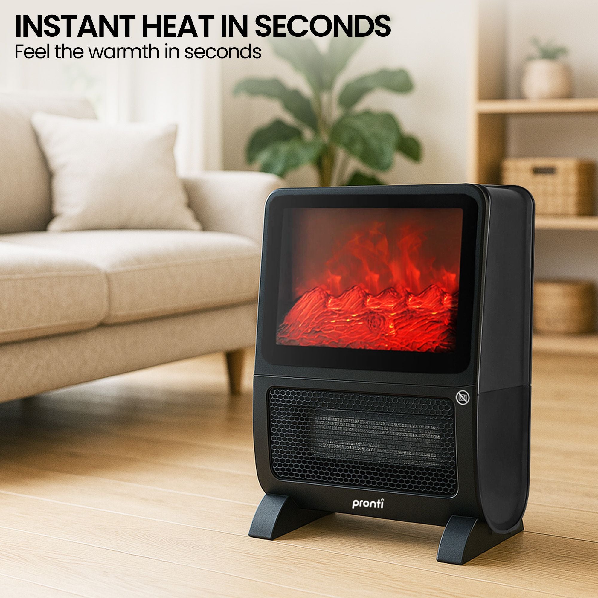 Pronti 2000W 3D Fire PTC Electric Portable Room Heater