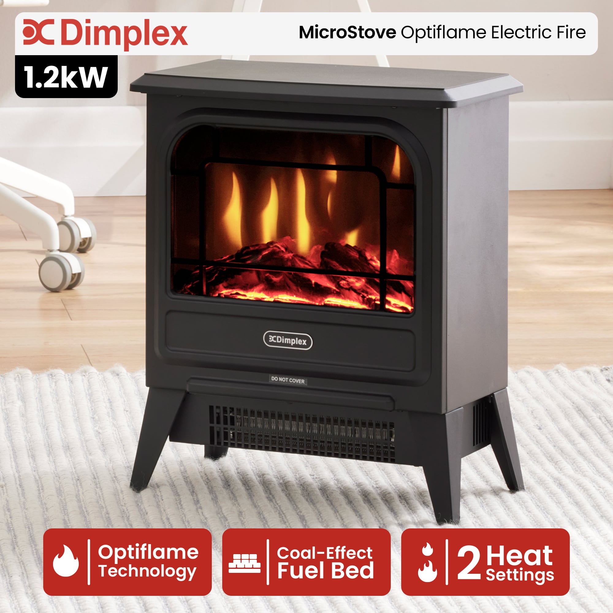 Optiflam Dimplex 1.2kW MicroStove Optiflame Portable Electric Fire Stove – CozyZone
