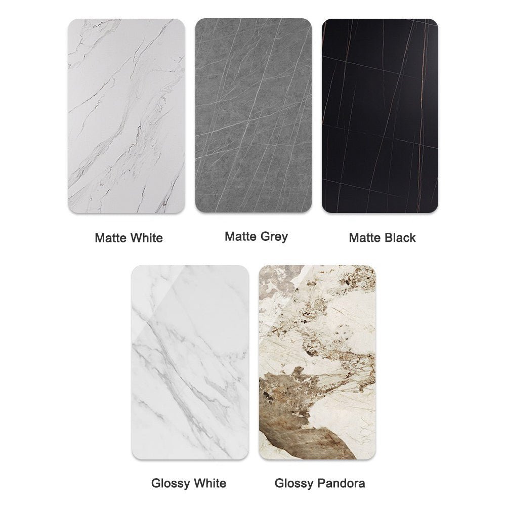 Matte Grey Minimalist Slate Dining Table - 120x60cm, Solid Metal Legs