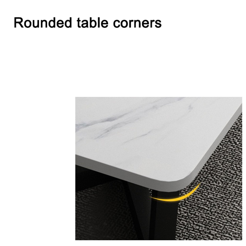 Glossy Pandora Minimalist Slate Coffee Table - 20x60cm, Rectangle, Solid Metal Legs