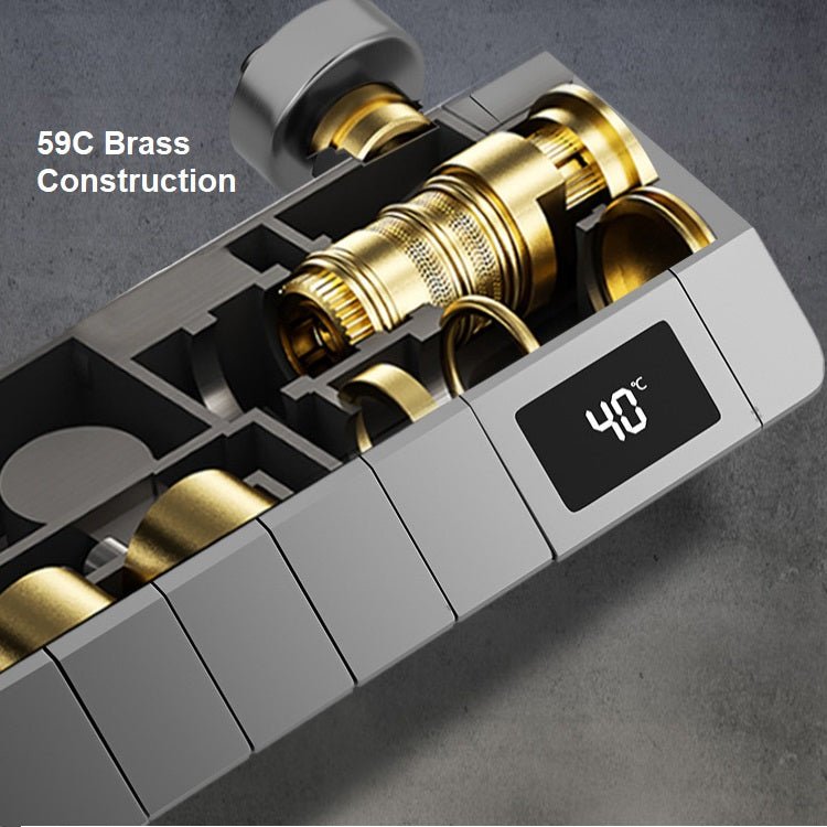 Geobella S26 Luxury Thermostatic Shower System with LED Digital Faucet - Hot & Cold Mixer, Rainfall Bath Tap, Wall Mount