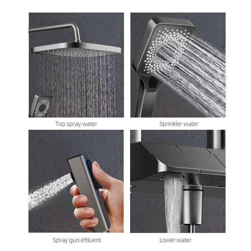 Geobella S27 Luxury Shower System - Thermostatic Mixer, Rainfall Shower, Wall Mount, LED Faucet