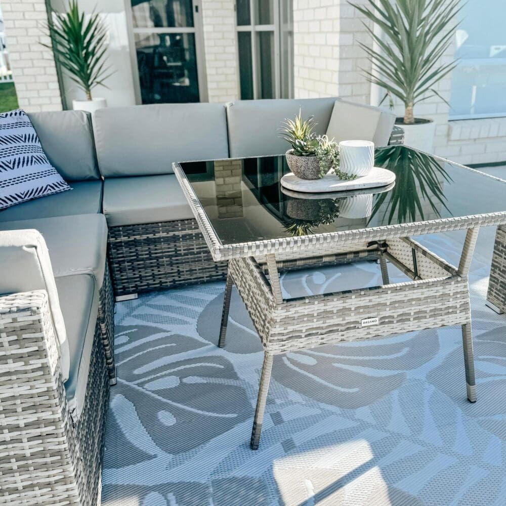 8PC Outdoor Dining Set Wicker Table &amp; Chairs-Grey