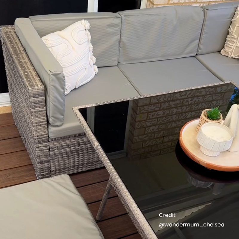 8PC Outdoor Dining Set Wicker Table &amp; Chairs-Grey