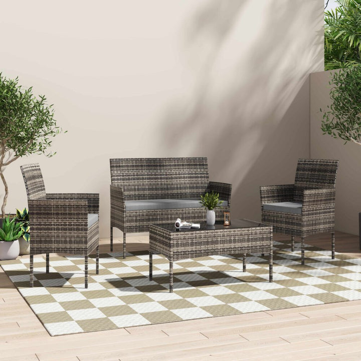 4 Seater Wicker Outdoor Lounge Set &#8211; Mixed Grey