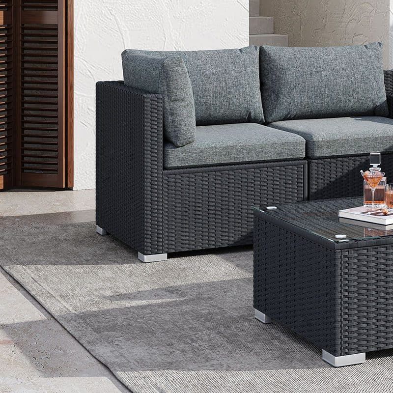 Modular Outdoor Lounge Set-9pcs Sofa and Coffee Table