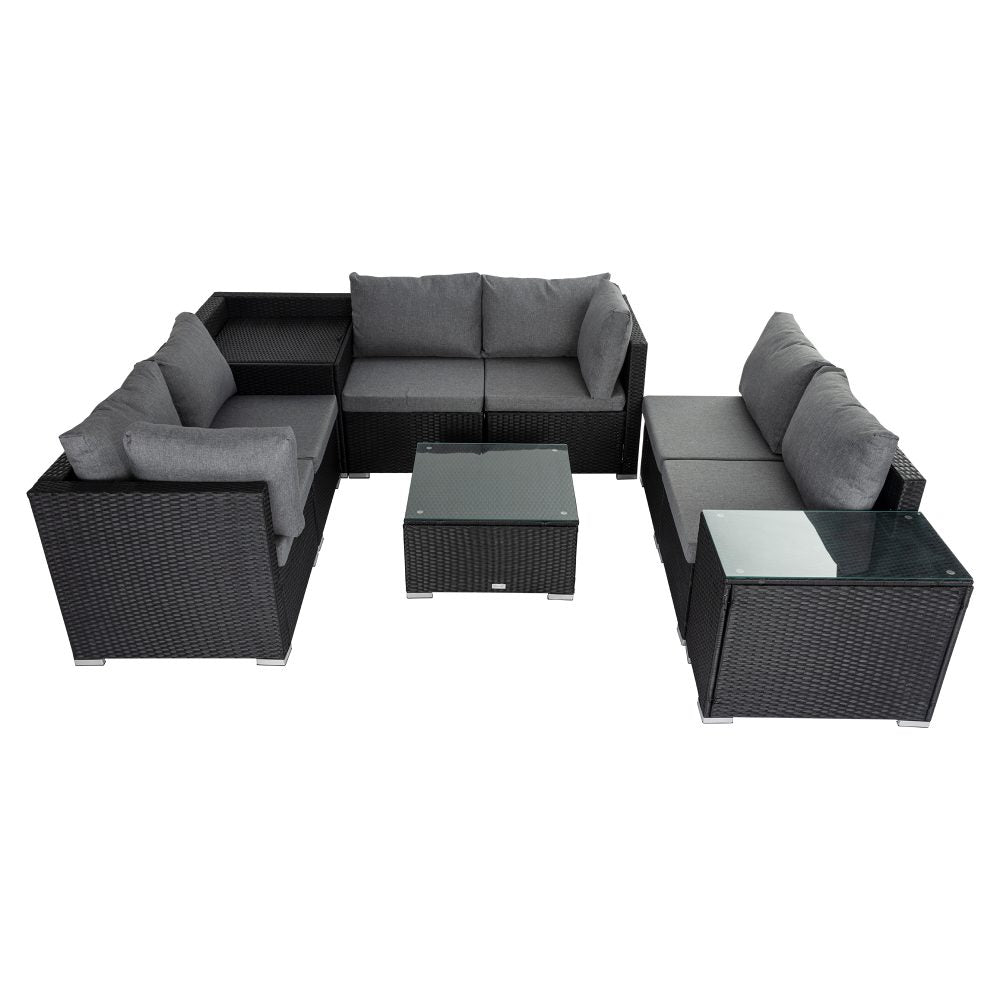 Modular Outdoor Lounge Set-9pcs Sofa and Coffee Table