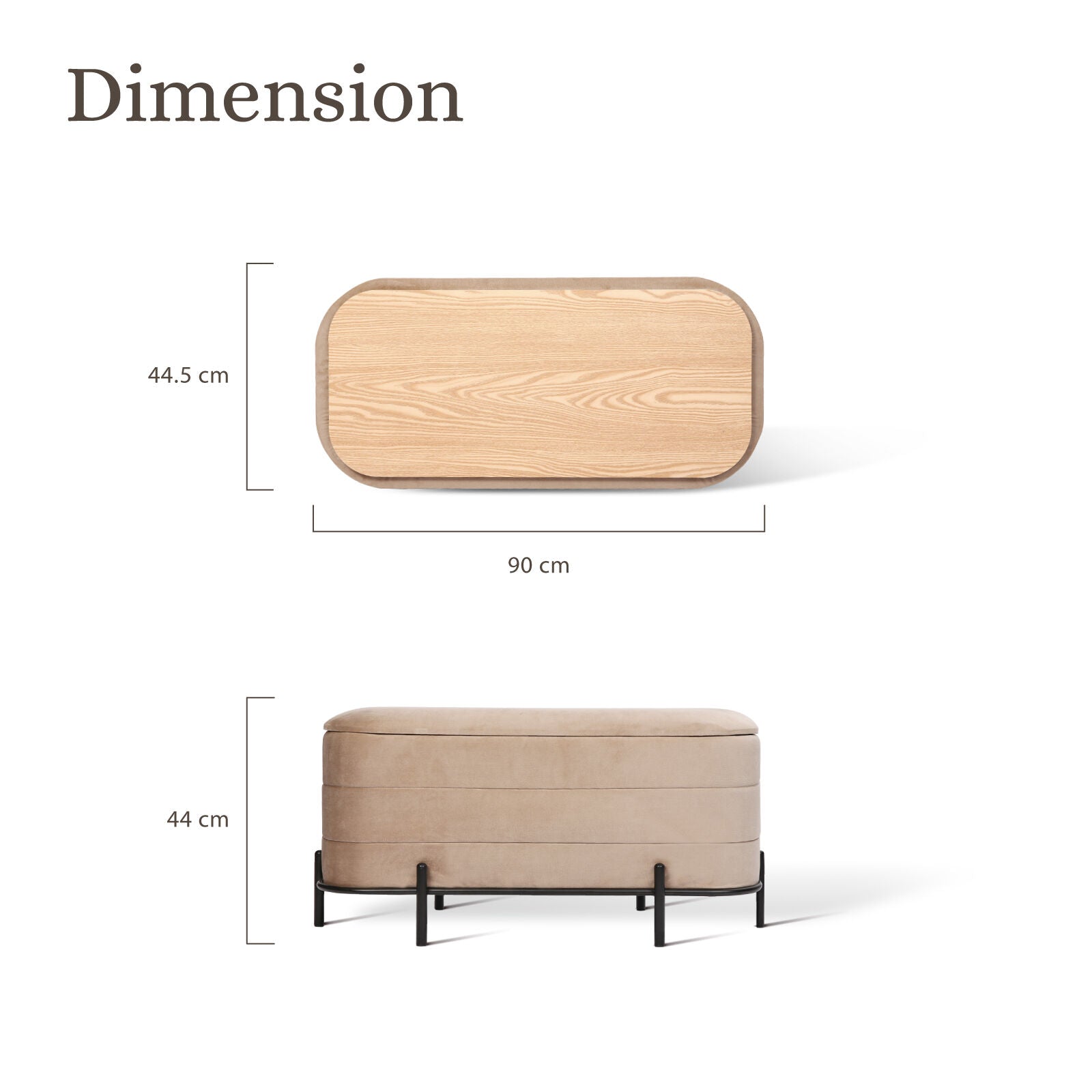 La Bella Coffee Table Storage Ottoman - Velvet Blanket Box Bench DEMI - CAMEL BEIGE