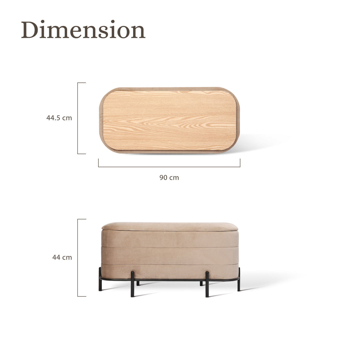 La Bella Coffee Table Storage Ottoman - Velvet Blanket Box Bench DEMI - CAMEL BEIGE