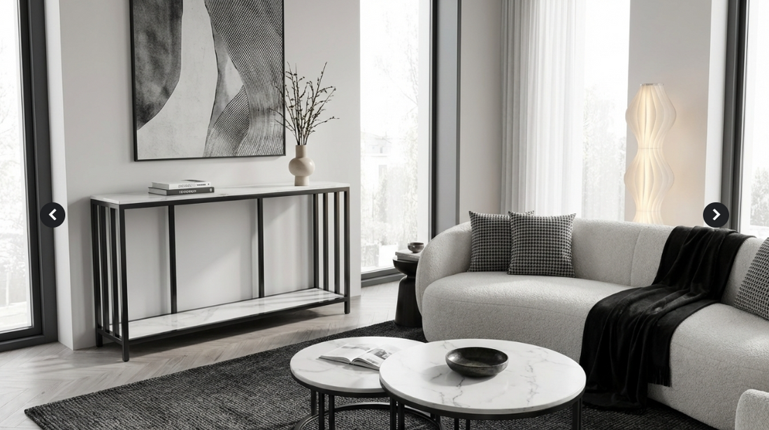 Bronte Dual Layer White Marble Console