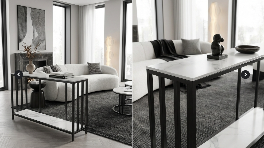 Bronte Dual Layer White Marble Console