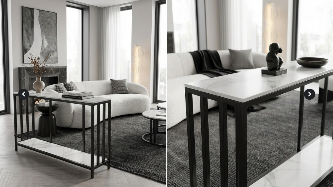 Bronte Dual Layer White Marble Console