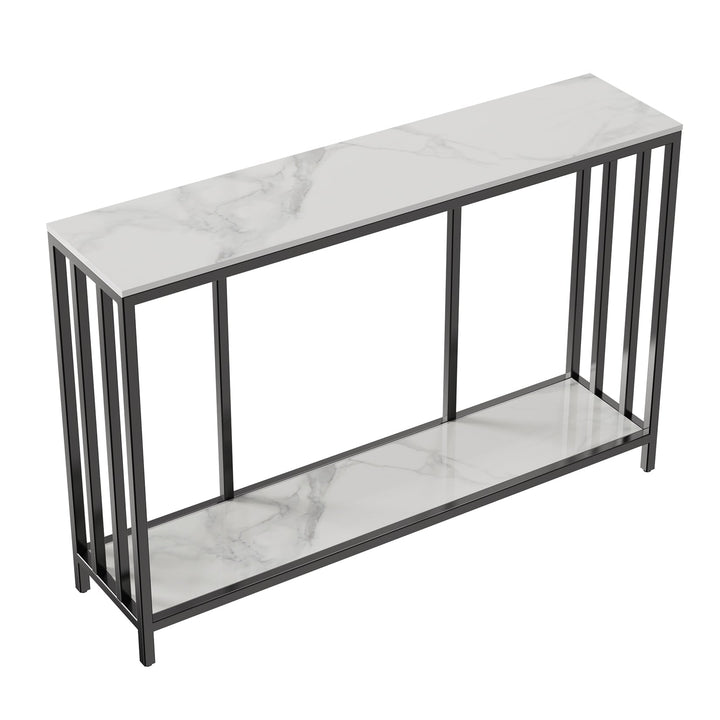 Bronte Dual Layer White Marble Console
