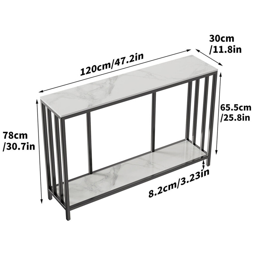 Bronte Dual Layer White Marble Console