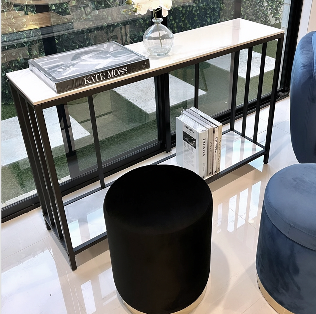 Bronte Dual Layer White Marble Console