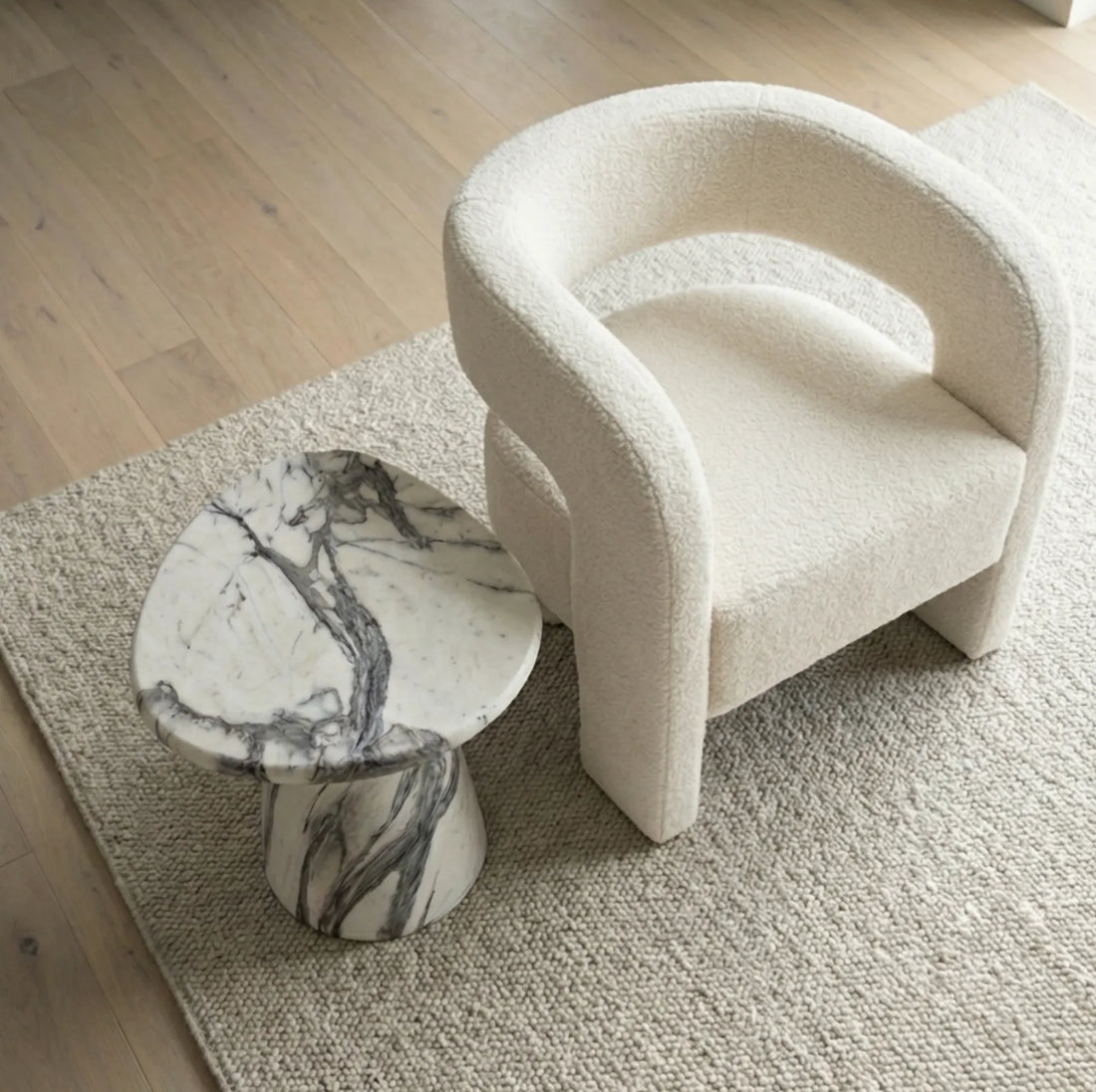 Interior Ave - Veneta Stone Side Table - Panda Marble Finish