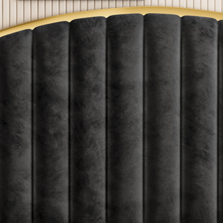 King Size Luxury Bedframe with Gas Lift Storage – Charcoal Velvet & Golden Trim