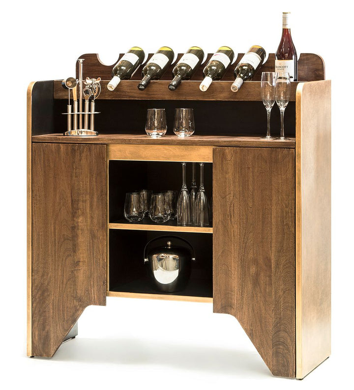 Contemporary Wooden Drinks Cabinet Rack with Bottle Holders