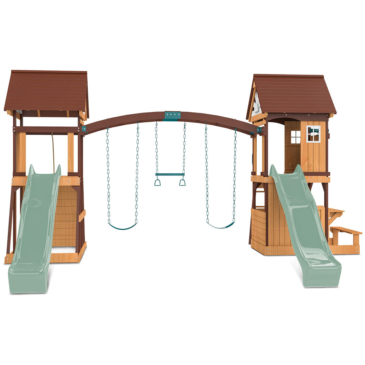 Lifespan Kids Armadale Swing Set & Play Centre with Two 2.2m Slide (Pastel Green)