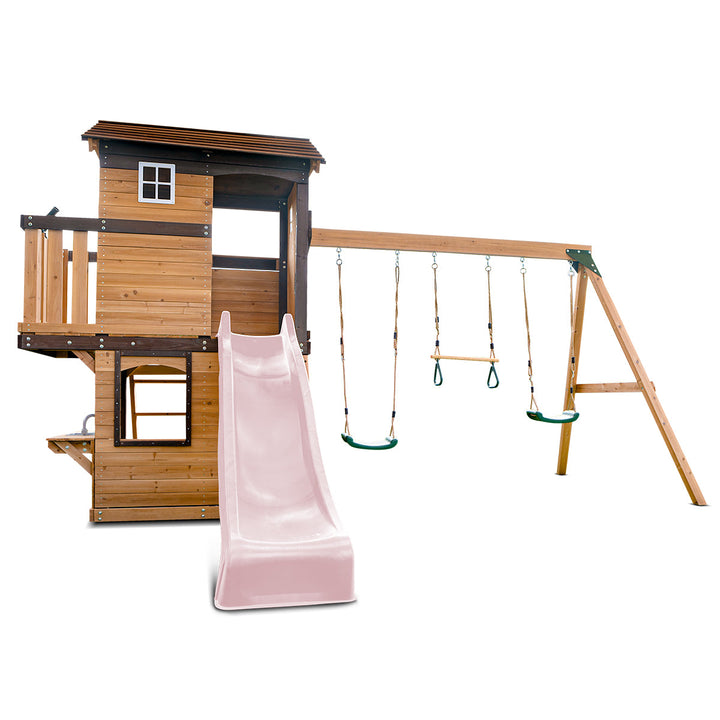 Lifespan Kids Darlington Swing Set & Play Centre with 2.2m Slide (Pastel Pink)