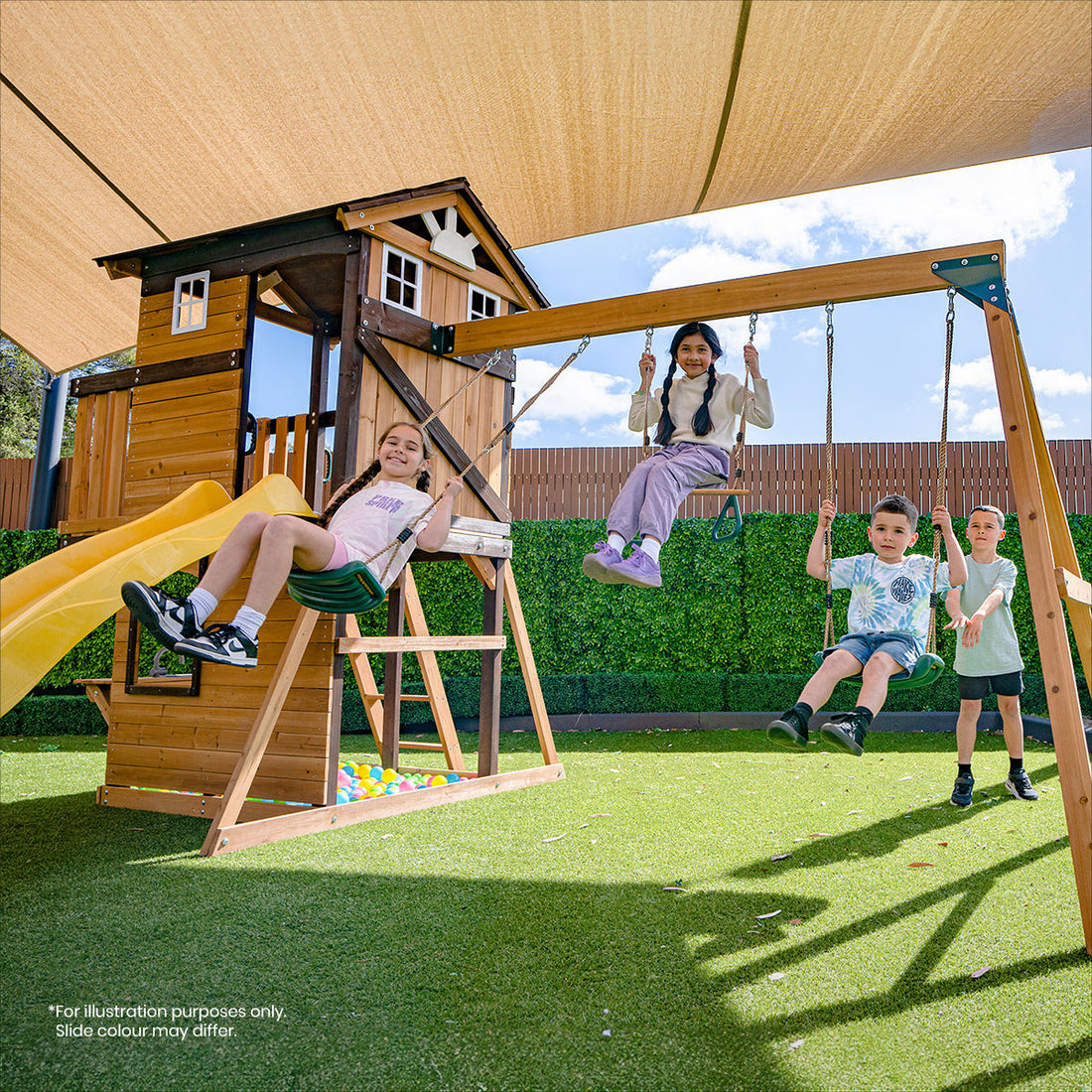 Lifespan Kids Darlington Swing Set & Play Centre with 2.2m Slide (Pastel Pink)