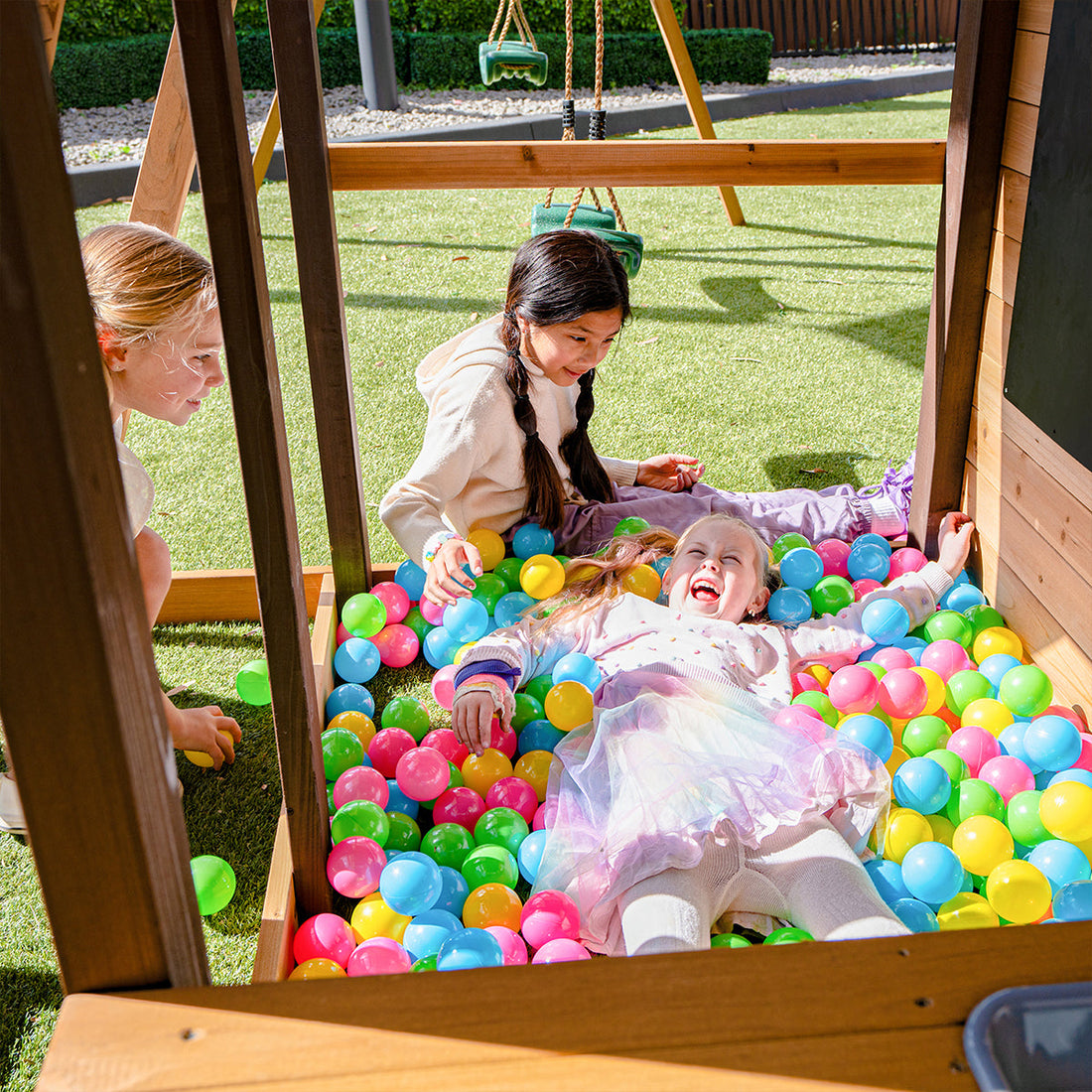 Lifespan Kids Darlington Swing Set & Play Centre with 2.2m Slide (Pastel Pink)