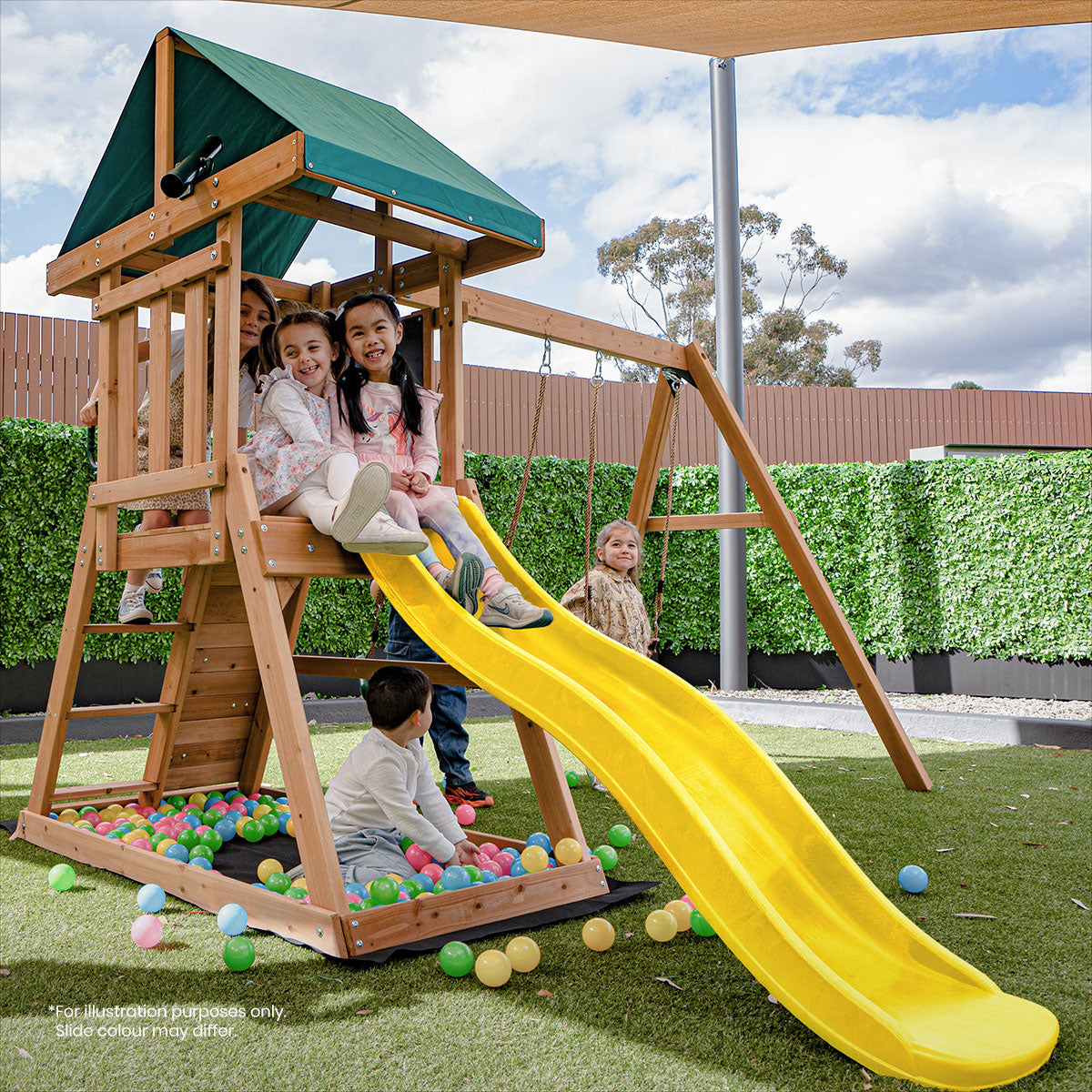 Lifespan Kids Greenvale Swing Set & Play Centre with 1.8m Slide (Green)