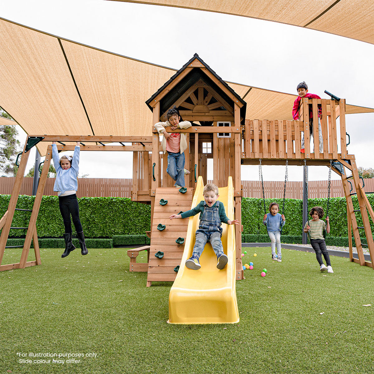 Lifespan Kids Kensington Swing Set, Monkey Bars & Play Centre with 2.2m Slide (Pastel Blue)