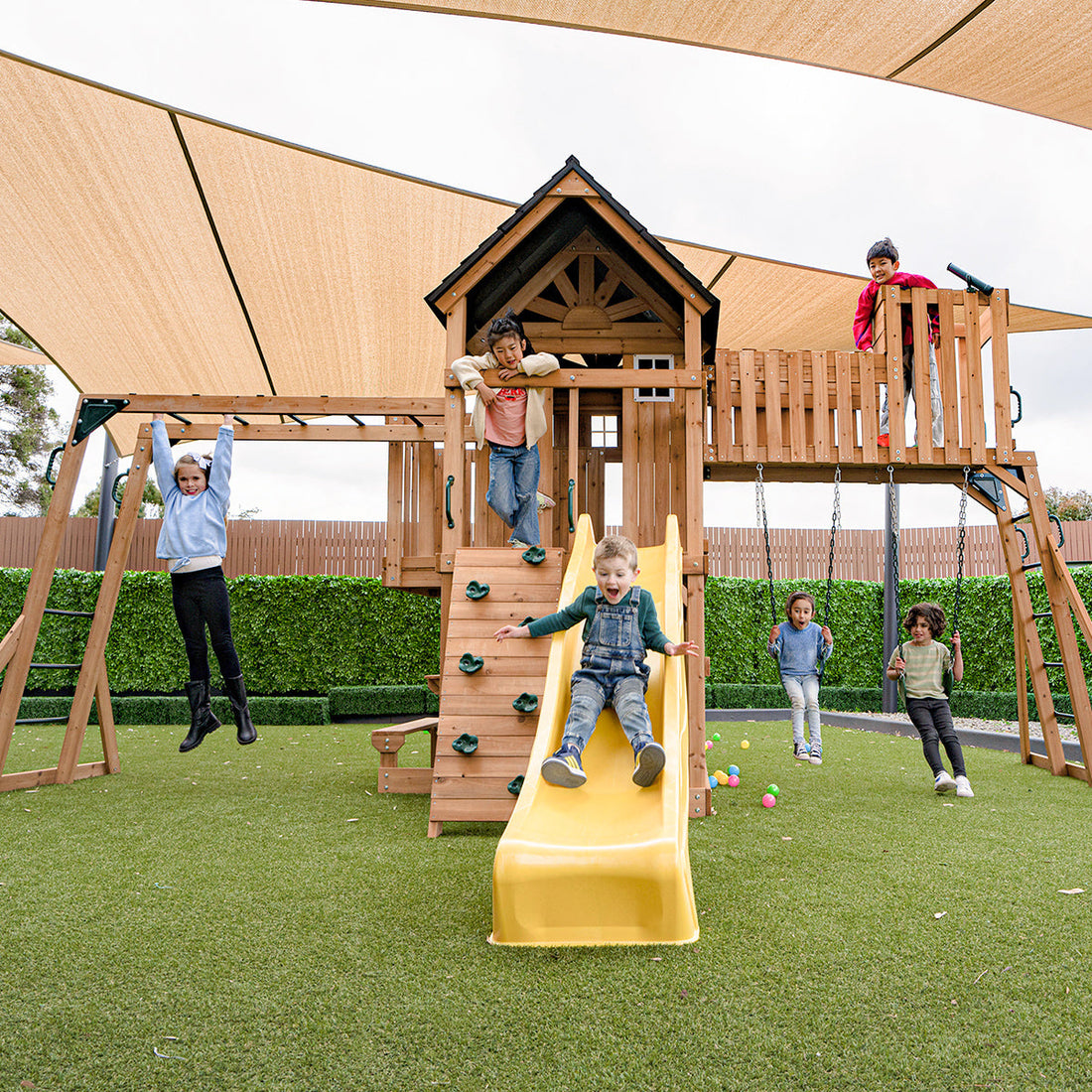Lifespan Kids Kensington Swing Set, Monkey Bars & Play Centre with 2.2m Slide (Yellow)