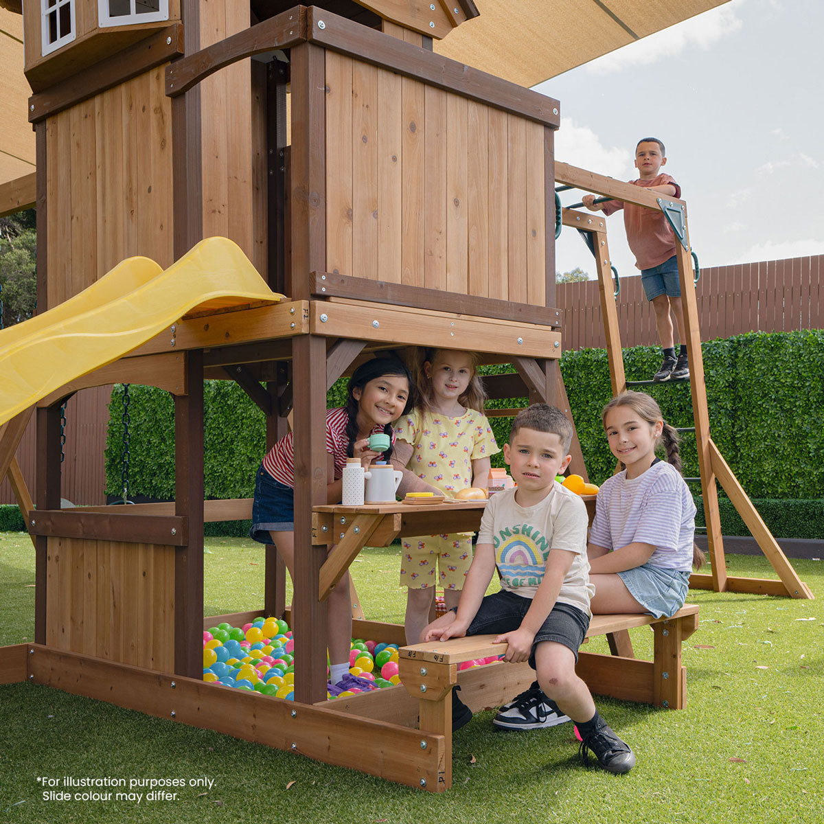 Lifespan Kids Meer Brook Swing Set, Monkey Bars & Play Centre with 2.2m Slide (Pastel Green)