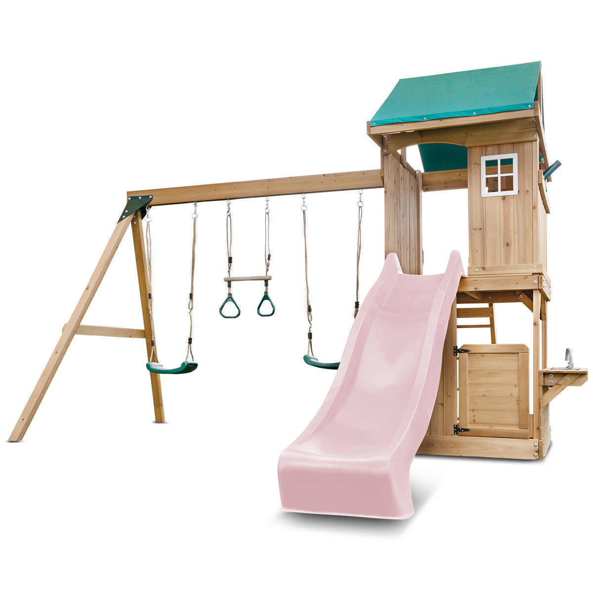 Lifespan Kids Montrose Swing Set & Play Centre with 2.2m Slide (Pastel Pink)