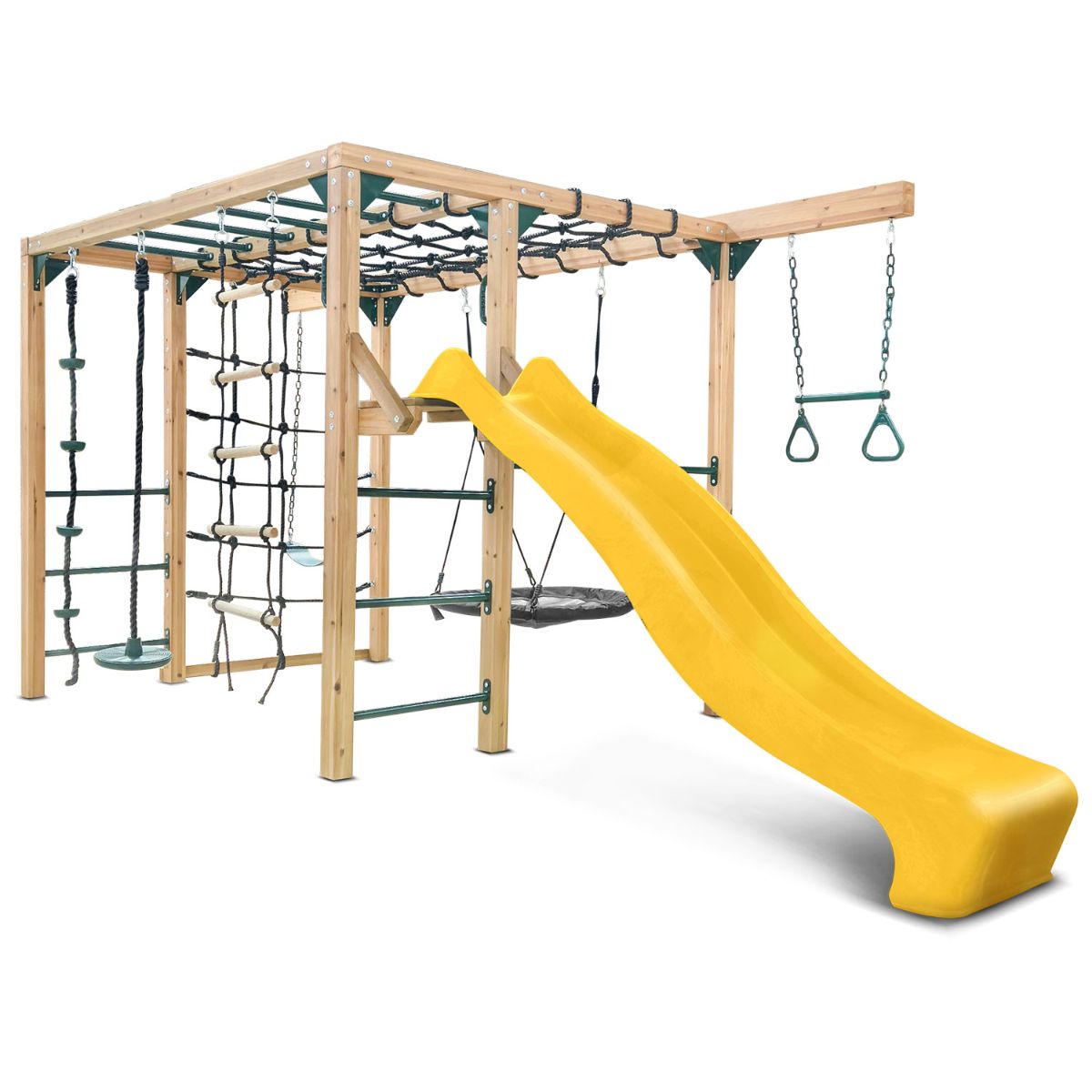 Lifespan Kids Orangutan Monkey Bars Jungle Gym Climbing Frame with 2.2m Slide (Yellow)
