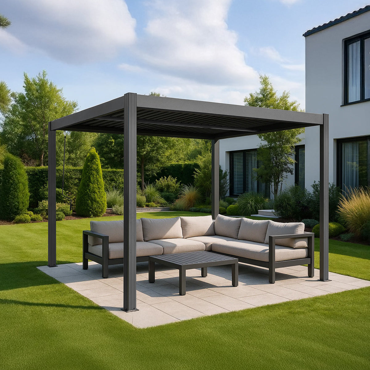 Yardtopia Elmont 3m x 3m Aluminium Adjustable Louvre Pergola